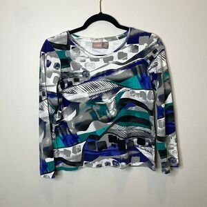 Chico's Printed Long Sleeve T-Shirt Size Small